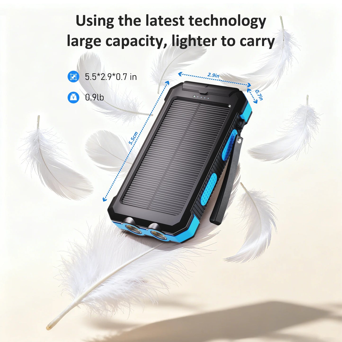 30000Mah Solar Power Bank Compatible for Iphone 17 Cell Phone 12W Portable Charger Power Bank for Outdoor Camping Hiking (Blue)