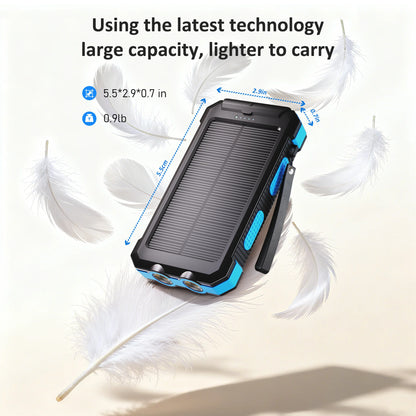 30000Mah Solar Power Bank Compatible for Iphone 17 Cell Phone 12W Portable Charger Power Bank for Outdoor Camping Hiking (Blue)